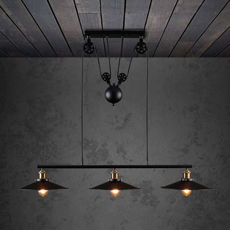 Industrial Style Cone Shape Island Light Metal Chandelier Lamp for Dining Room