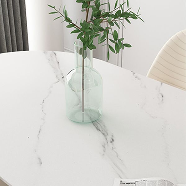 Metal Modern Oval Dining Table Sintered Stone Table for Dining Room and Kitchen