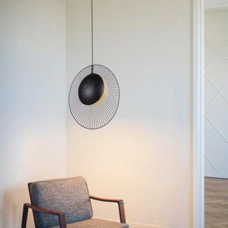 14 "/ 18" de large métal rond de large lumière suspendue 1 pendentif léger en noir pour salle à manger