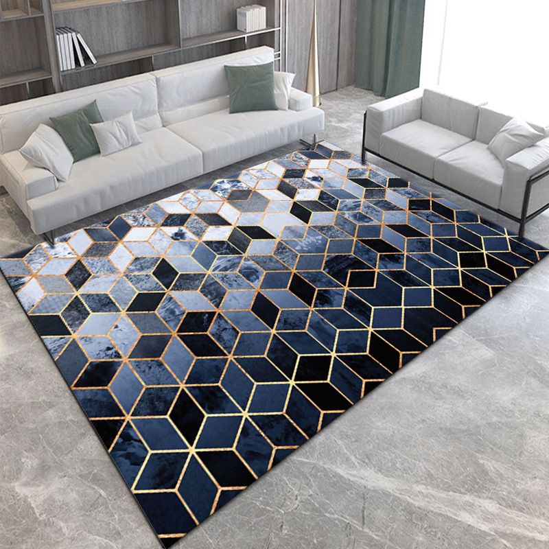 Gold Modern Rug Polyester Circle Indoor Rug Non-Slip Backing Rug for Home Decor