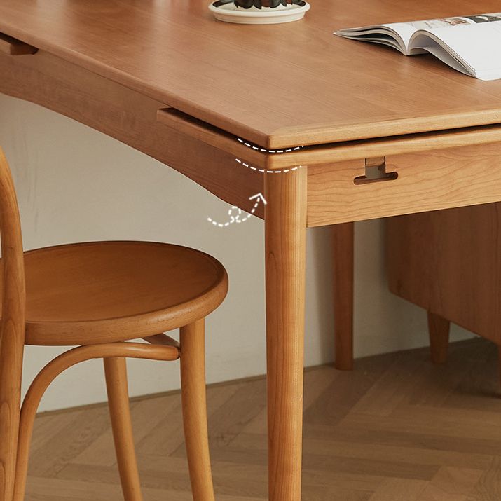 Retractable Solid Wood Table Modern Dining Table with 4 Legs for Restaurant