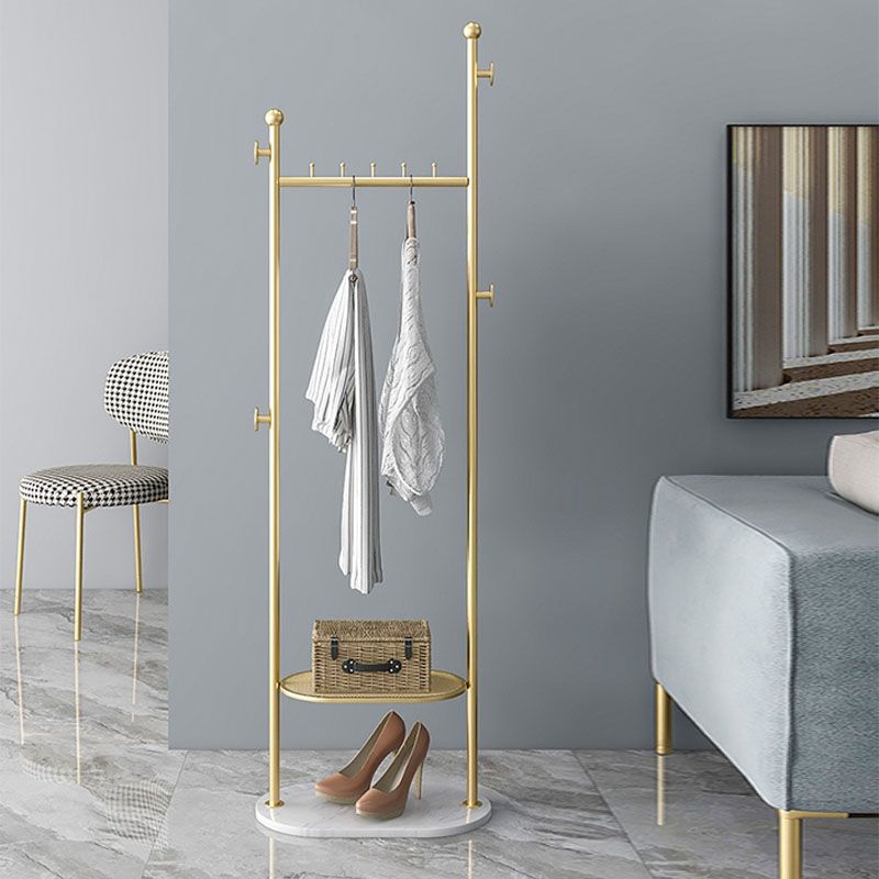 Modern Metal Hall Stand Hanging Rail Storage Shelving and Hooks Entryway Kit