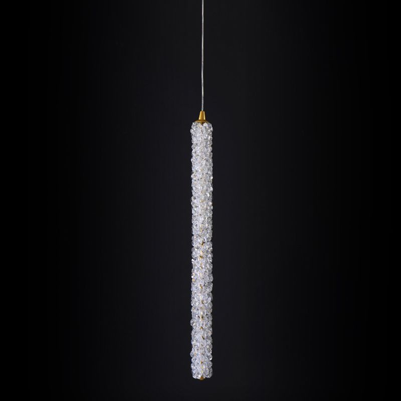 Simplicità Pendulum lineare Luce ottagonale Crystal Crystal LED soggiorno Luce in ottone