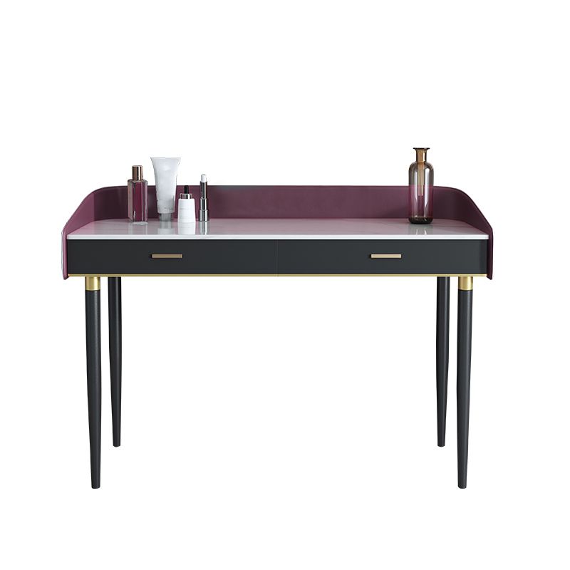 Solid Wood Vanity Luxurious Stone Top Dressing Table in Purple