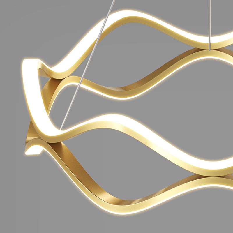 Metal Linear Chandelier Modern Style LED 2 Light Chandelier Lamp for Dining Room