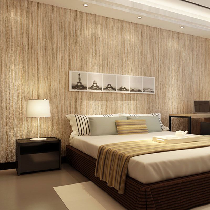 Light Color Textured Wallpaper with Vertical Line 33' x 20.5" Non-Pasted Decorative Wall Covering