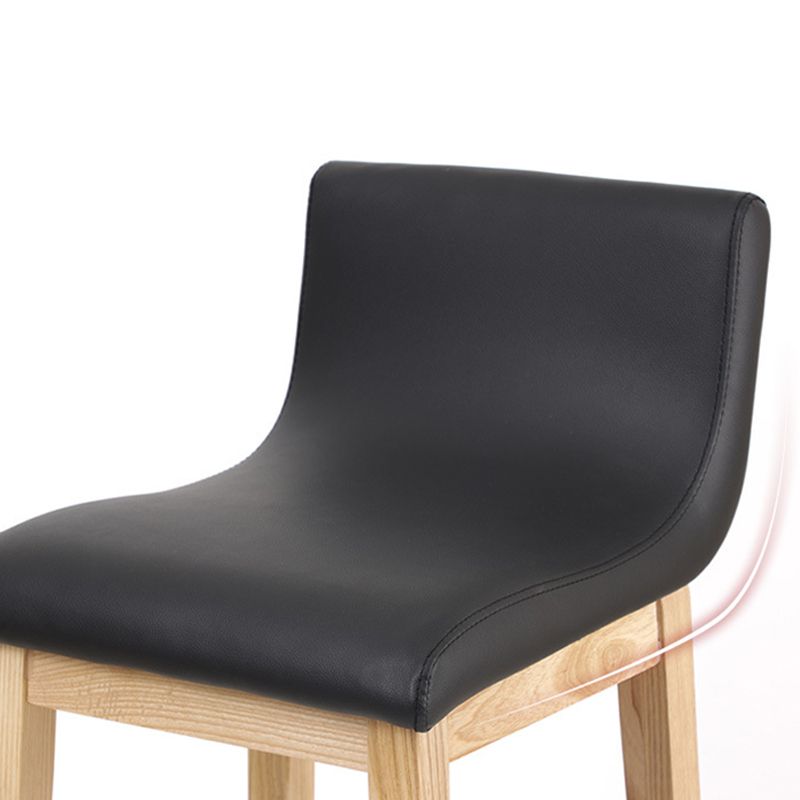 Low Back Leather Counter Stool Modern Ash Solid Wood Base Bar Stool