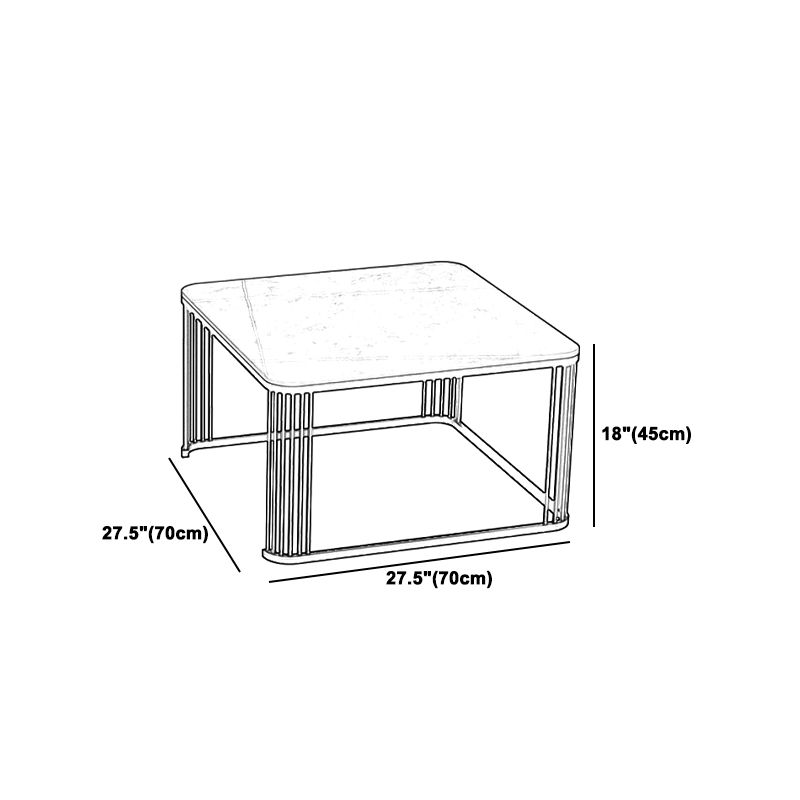Square Black Stone Coffee Table Frame 2 Nestling Cocktail Table with Storage