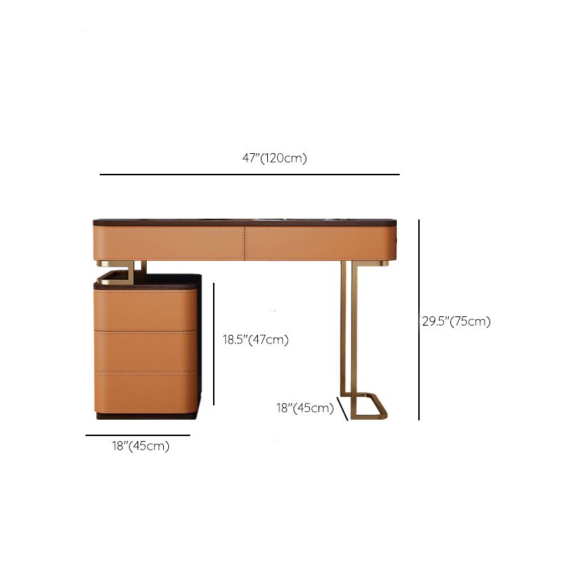 Glam Bedroom Makeup Vanity Desk Faux Leather Vanity Dressing Table