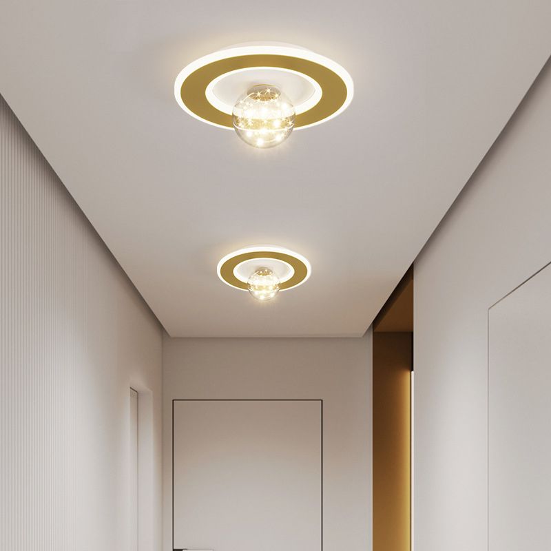 Modern Geometric Flush Light Fixture Metal 2 Light Flushmount Lighting