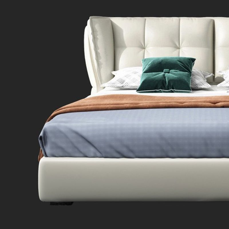 Contemporary Pine Wood Storage With Wings Lift Up Storage Wingback Bed