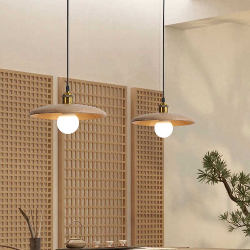 Sala da pranzo a forma di piattino in legno in legno di illuminazione 1 lampadina minimalista sospesa
