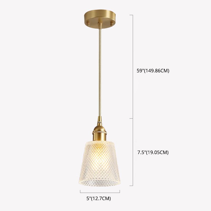 Tapered Pendant Light Fixture Mid-Century Modern Ribbed Glass Hanging Pendant Lights for Bar