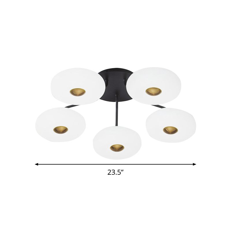 Modern Stylish Donut Semi Mount Lighting Acrylic Sitting Room LED Flush Ceiling Light in Black-White