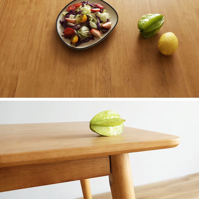 Minimalist Standard Khaki Dining Set Rectangle Shape Solid Wood Dining Set with 4 Legs Base