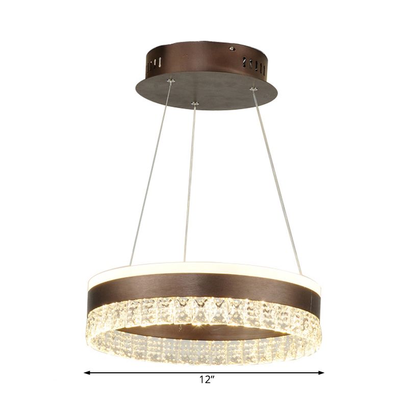 Crystal Pendant Chandelier Contemporain 1/2/3 Lumières LED marron Plafond suspendu Light en blanc / chaud / naturel Light