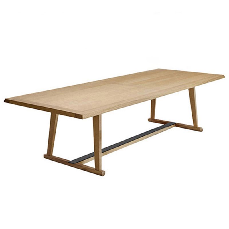 Solid Wood Contemporary Rectangular Dining Table Wood Top Table with Trestle