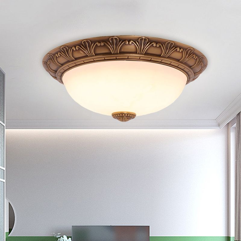 Crema Glass Domed Rush Mount Campiña 4/3/2 Bulbos Brass Techo fixture for Corridor, 12.5 "/16" /21.5 " O