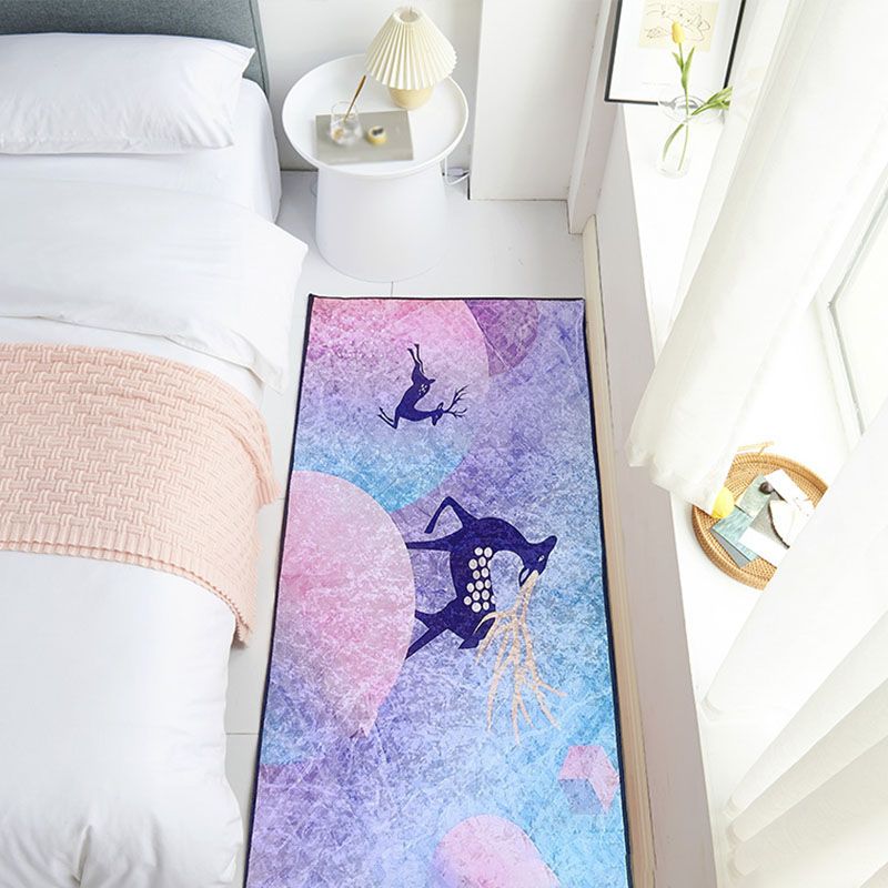 Navy Modern Rug Animal Pattern Polyester Area Carpet Stain Resistant Rug for Bedroom