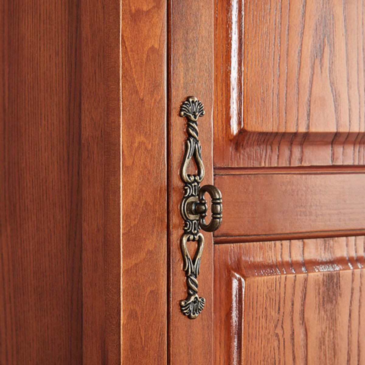 Traditional Rubberwood Armoire for Home Matte Finish Cabinet with Hinged Door