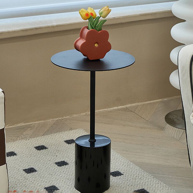 Black End Slide Table Round Living Room Pedestal Marble Corner Table