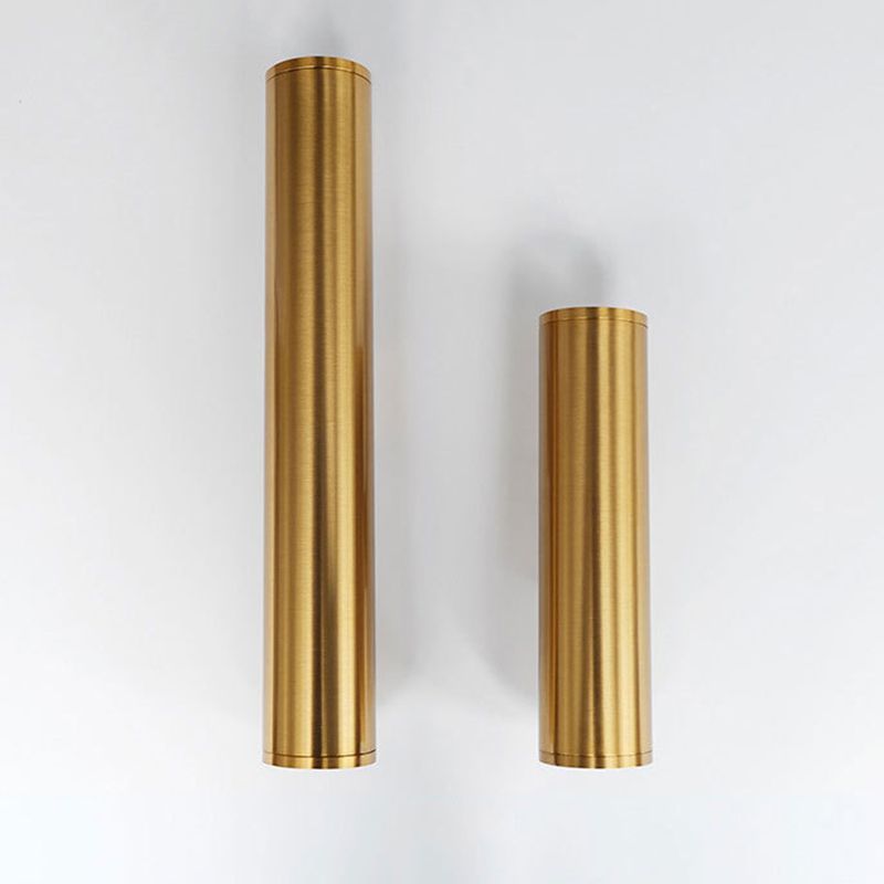 Cylindrical Aluminum LED Wall Light Post-modern Simplicity Metal Bedside Lamp in Electroplated Gold