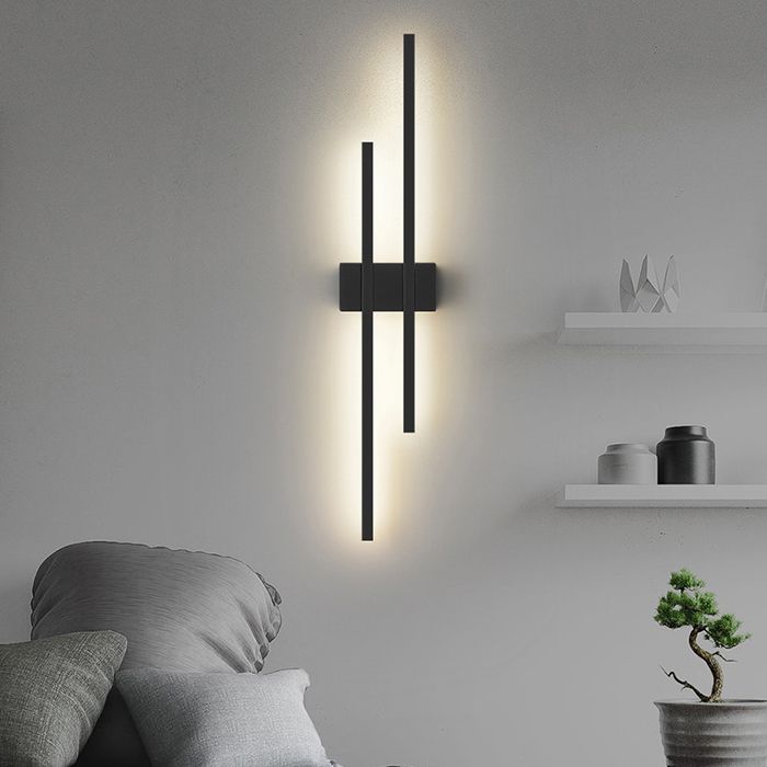 Metal LED Wall Lamp in Modern Minimalist 2-Light Linear Wall Sconce for Bedroom
