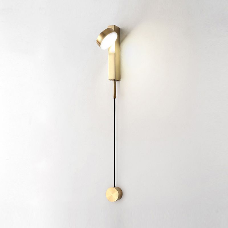 Round Metal Wall Sconce Modern Style 1-Light Wall Mount Lighting