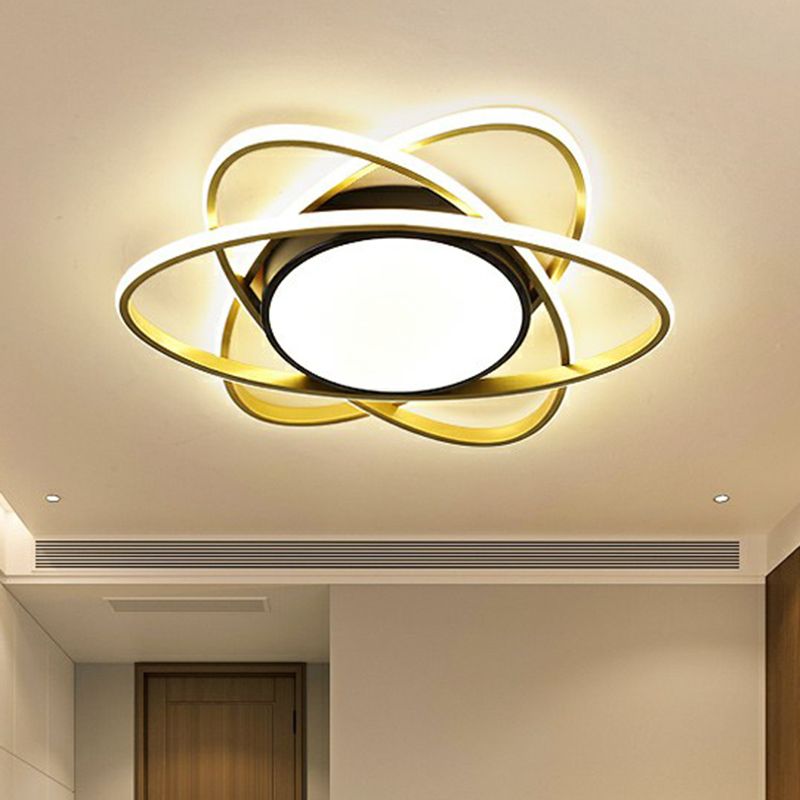Metallic Floral Surface Mounted Led Ceiling Light Modern Black Flush Mount Light Fixture