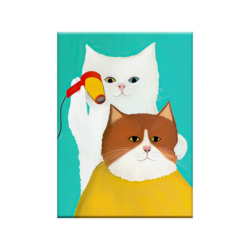 Modernist Cartoon Animal Canvas Wall Art Light Color Canvas for Childrens Bedroom