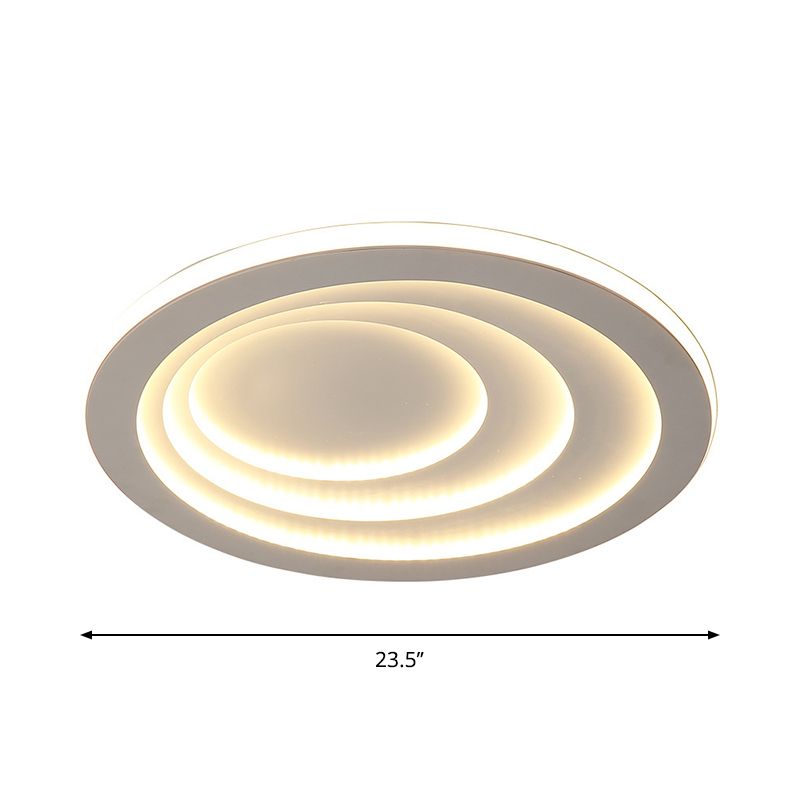 Luz empotrada de acrílico LED minimalista de montaje empotrado en techo ondulado blanco en luz blanca/cálida, 16"/19,5"/23,5" de ancho