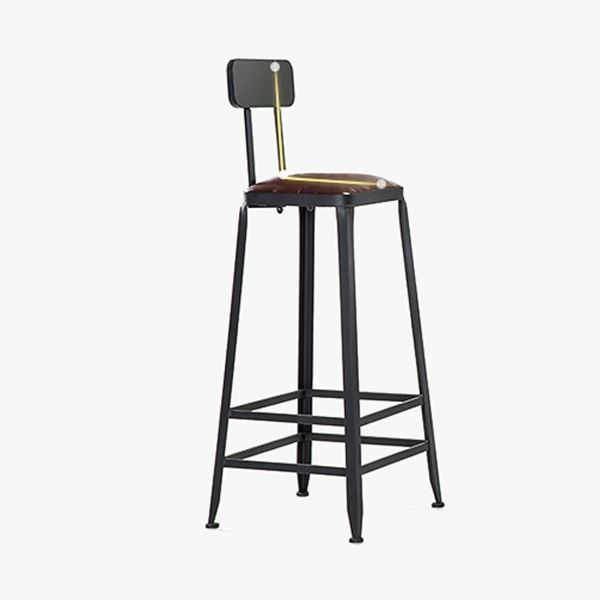 Industrial Iron Armless Footrest Stool Brown Upholstered Stool for Bristol