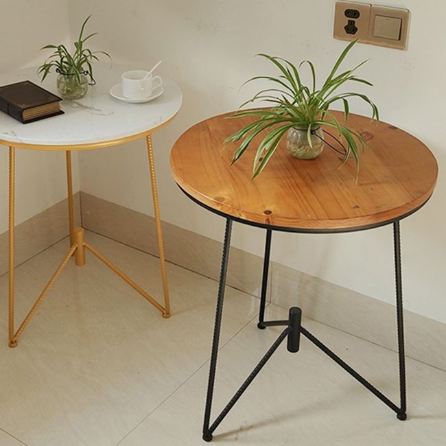 Rustic Style Side End Table Tri Pin Round Sofa Side Accent Table