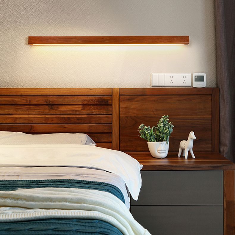 Linear Wooden Flush Mount Wall Lamp Nordic LED Wall Light Fixture for Living Room