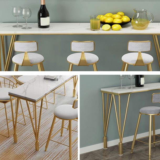 Modern Style Bistro Bar Table Rectangle Faux Marble Bar Table for Home