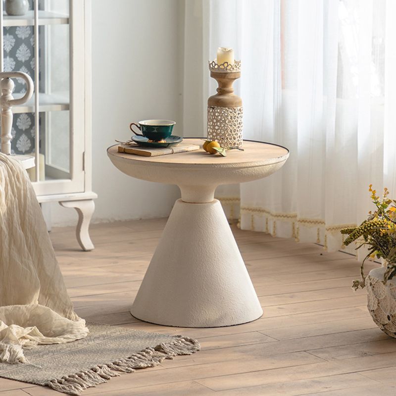French Country Metal Pedestal Side End Table 18.9" Tall Round Side End Table