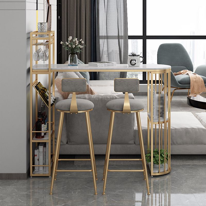 Scandinavian Bar and Counter Stool Low Back Stool with 4 Legs in Gold