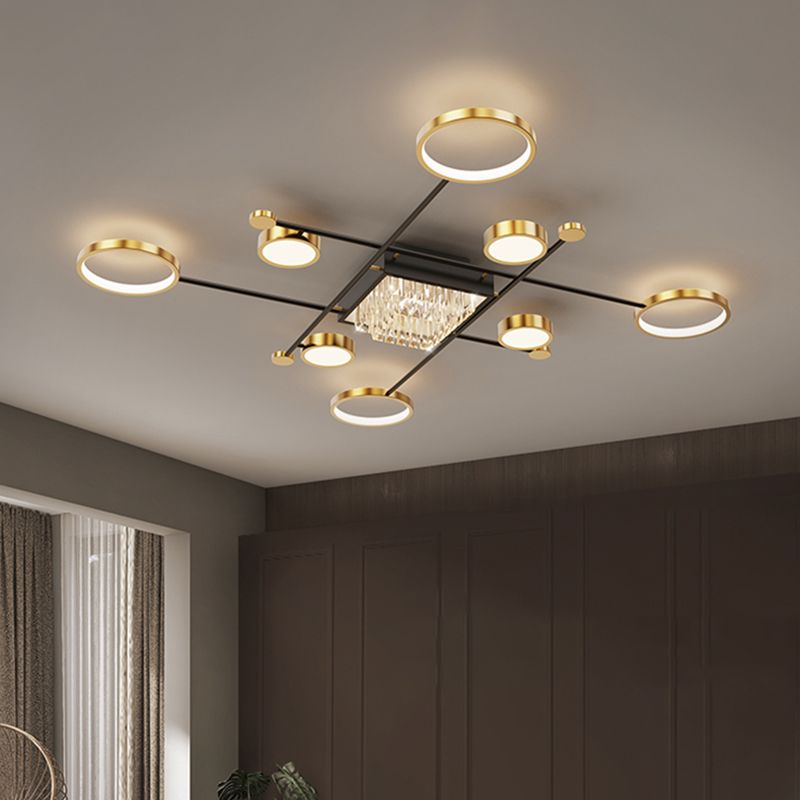 Éclairage du Mont-Flush moderne Sputnik Crystal Flush Mount Ceiling Light for Living Room