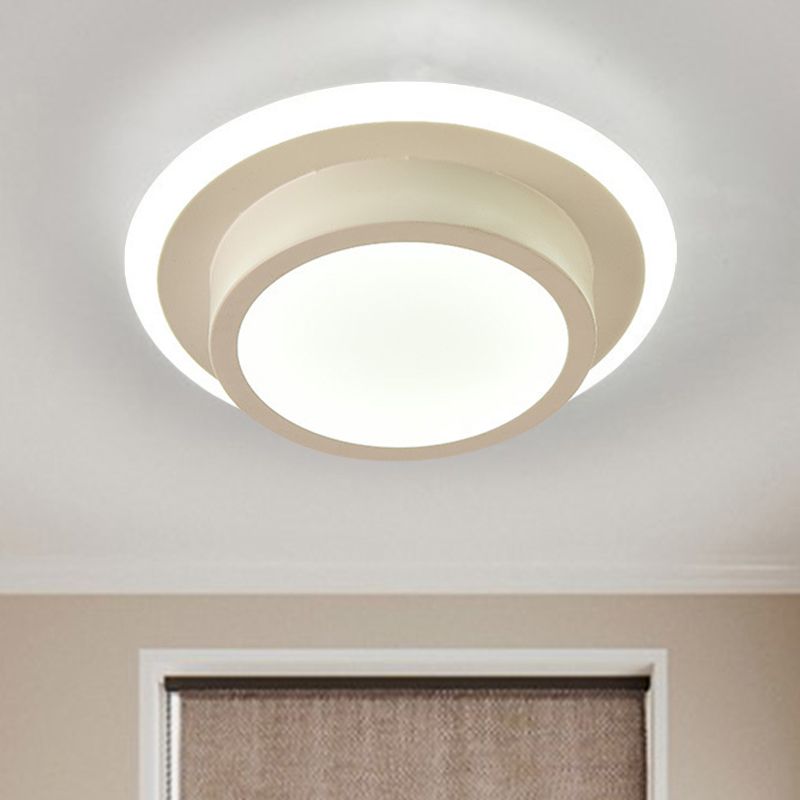 Mini lámpara de techo empotrada redonda/cuadrada, LED de metal contemporáneo, montaje empotrado en blanco/negro, luz blanca/cálida