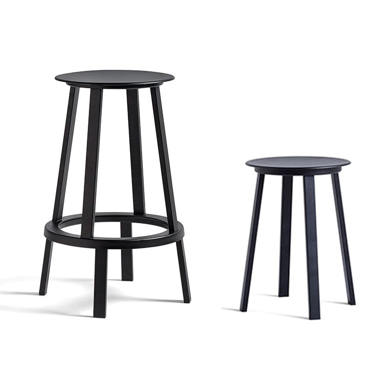 Contemporary Backless Barstool Round Seat Armless Bar Stools with 4 Metal Legs