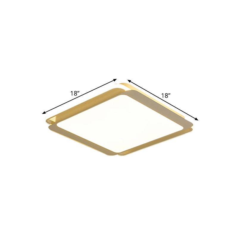 Plafonnier carré moderne en métal à LED 18"/23,5" W, lampe blanche pour chambre à coucher, blanc chaud/blanc