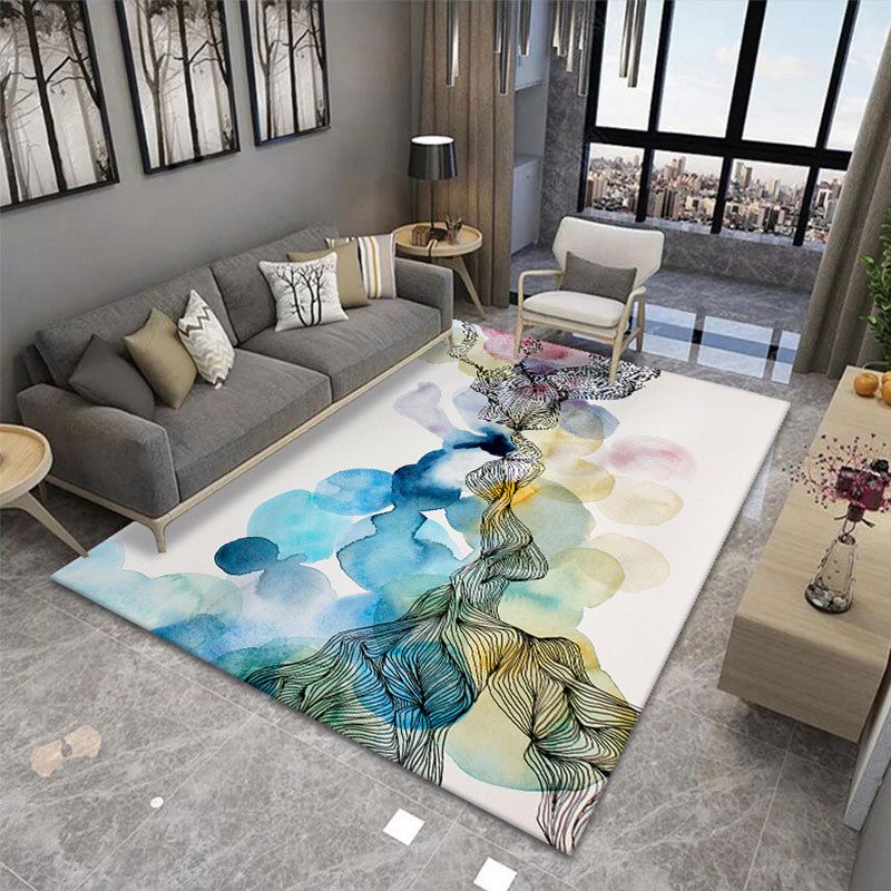 Gold Modern Area Carpet Polyester Line Carpet Non-Slip Backing Carpet for Living Room