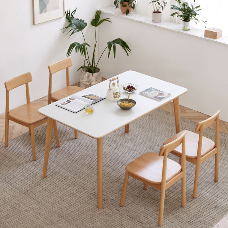 Modern Stone Rectangle Dining Table Wooden Legs for Dining Room