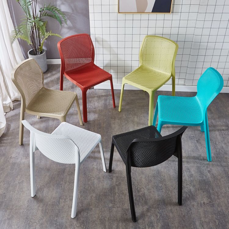 Contemporary Style Low Back Plastic Dining Side Chair for Home Use