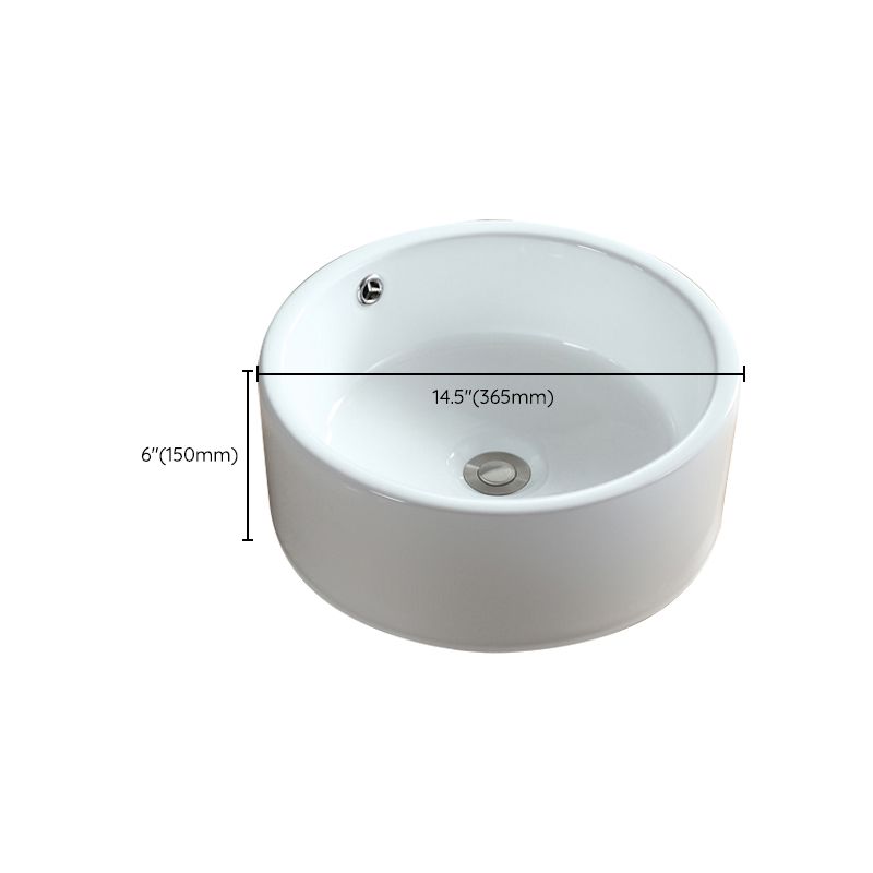 Modern Bathroom Sink Pop-Up Drain Porcelain Round Vessel Sink