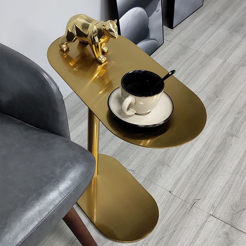 Gold Oval Accent Side Table Mid-Century Metal C Side End Table