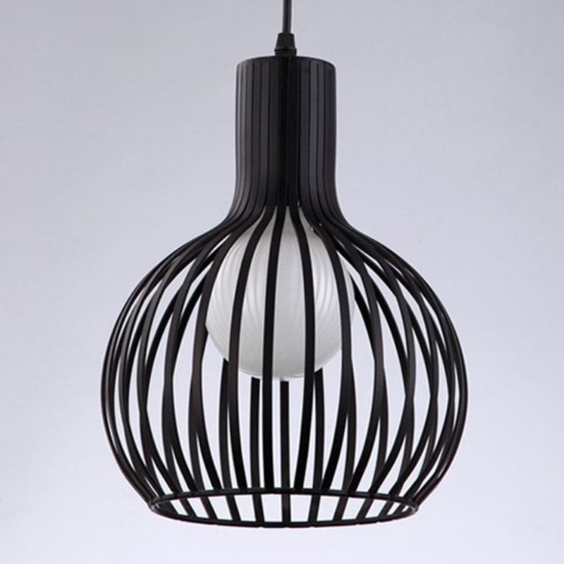 Loft Spherical Cage Hanging Light Single-Bulb Iron Ceiling Pendant for Restaurant