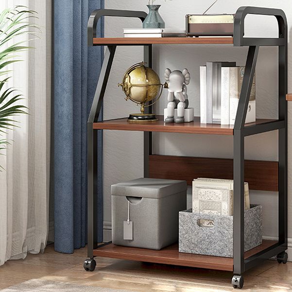 Contemporary Style Bookshelf Casters Bookcase for Study Room and Office