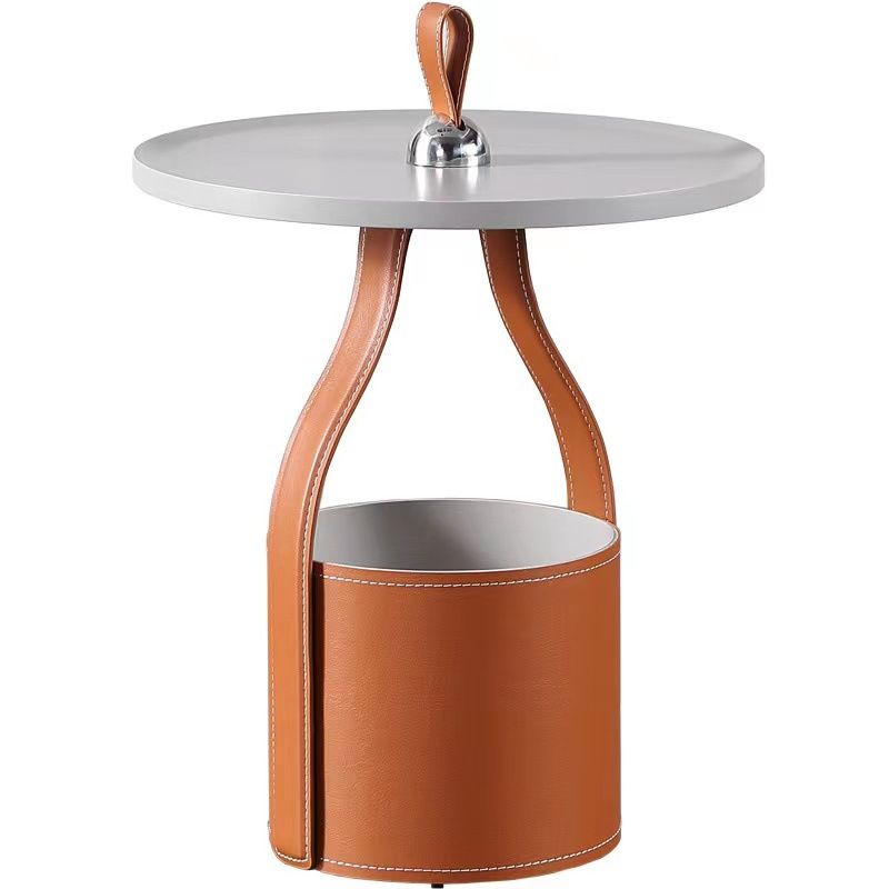 Contemporary Living Room Round with Storage Pedestal Side Table