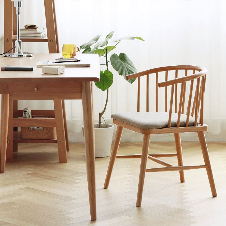 Silla de comedor de madera de estilo escandinavo, sillón con respaldo Windsor
